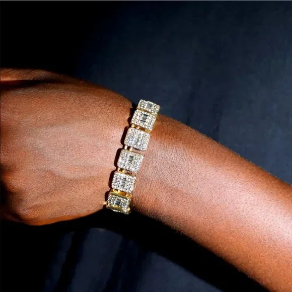 1pcs 8" Bracelet Emerald Crystals Square Box Chain - Picture 2 of 16